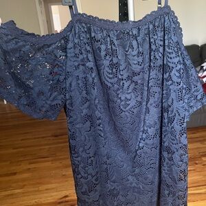 Navy Blue Lace Tank Top Blouse